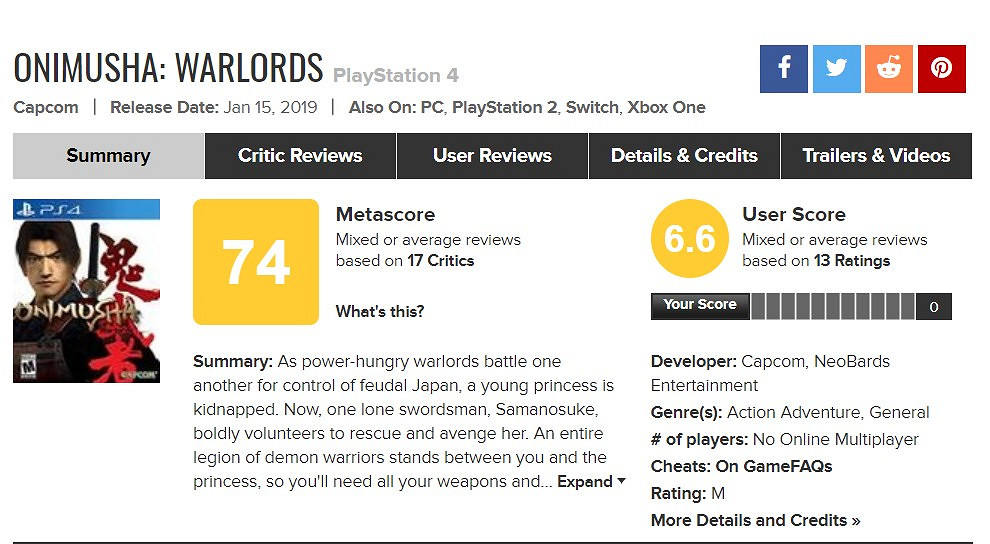 《鬼武者HD復刻版》IGN 6.5分 保持原樣不一定是好事兒