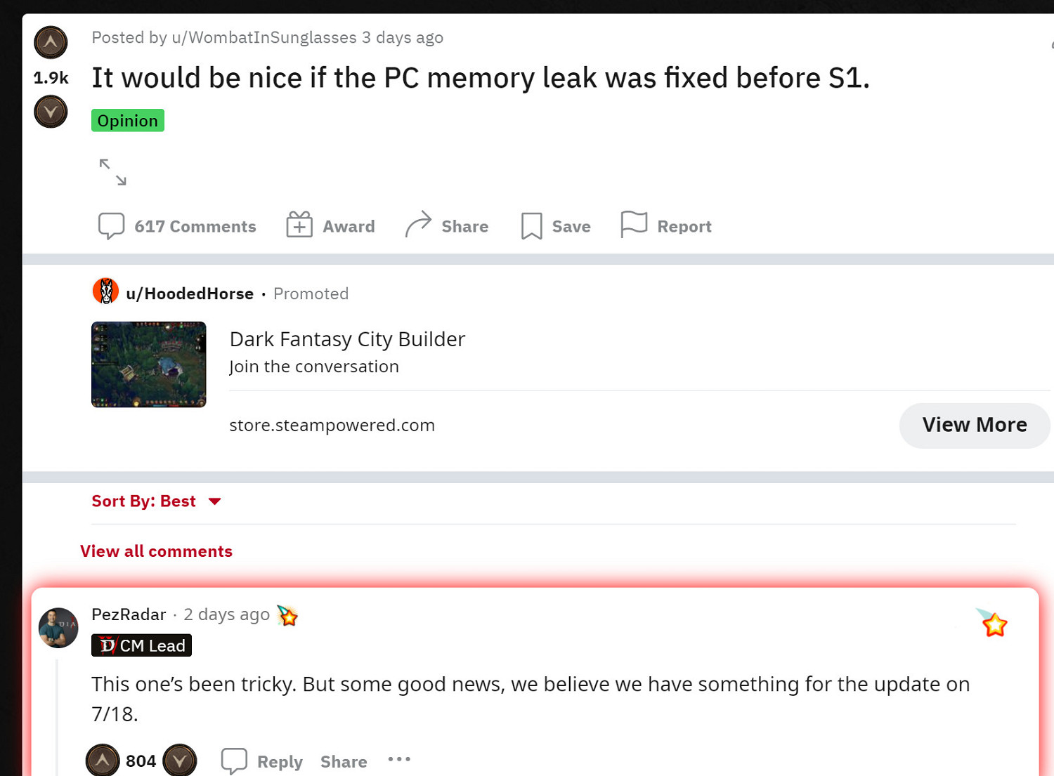 《暗黑4》開發總監表示將通過下周更新檔修復記憶體泄露問題