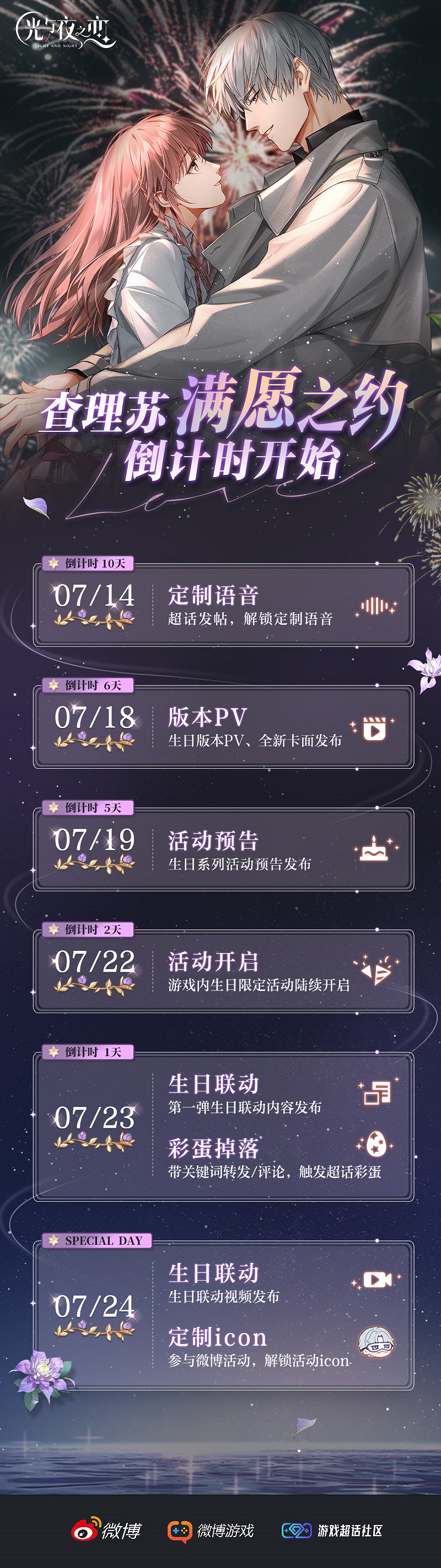 《光與夜之戀》查理蘇生日活動前瞻 查理蘇生日系列活動日曆