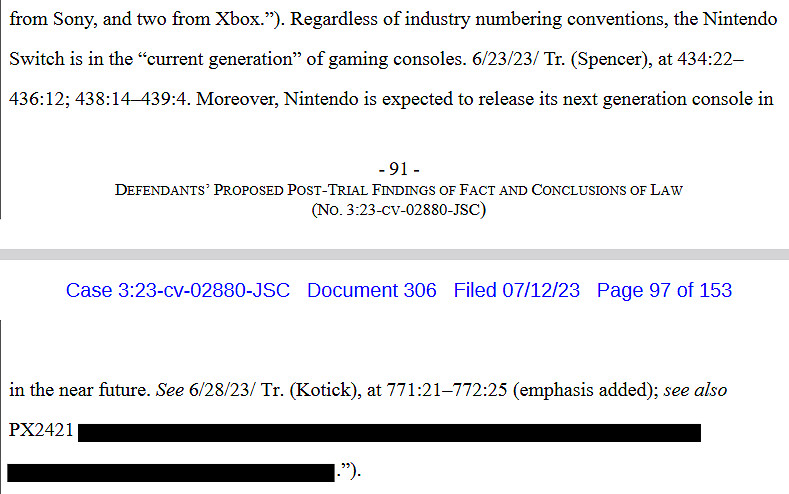 FTC訴微軟檔案顯示任天堂新機將來有可能於2024年正式推出