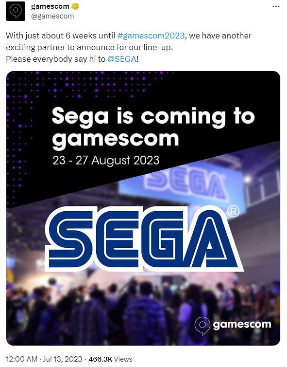 世嘉參加科隆國際遊戲展 8月23日正式開幕 世嘉參加科隆國際遊戲展 8月23日正式開幕