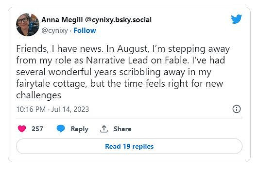 《神鬼寓言》系列劇情敘事負責人將於八月離職 《神鬼寓言》系列劇情敘事負責人將於八月離職