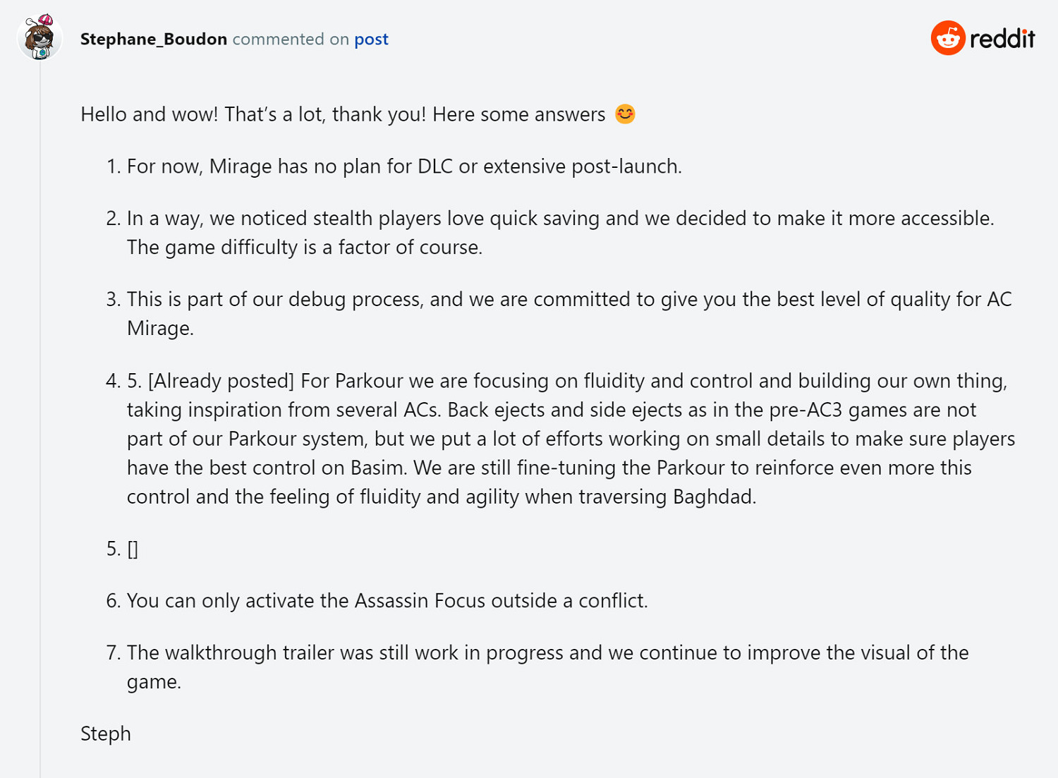 《刺客教條:幻景》發售後並無計劃推出DLC等後續內容