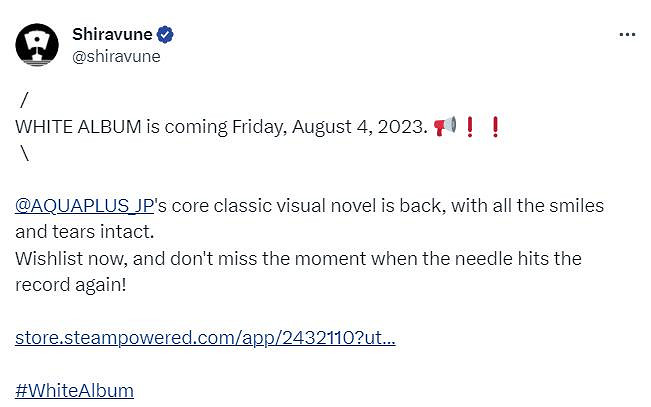 經典戀愛冒險遊戲《白色相簿》宣布Steam版8月4日發售 支援中文