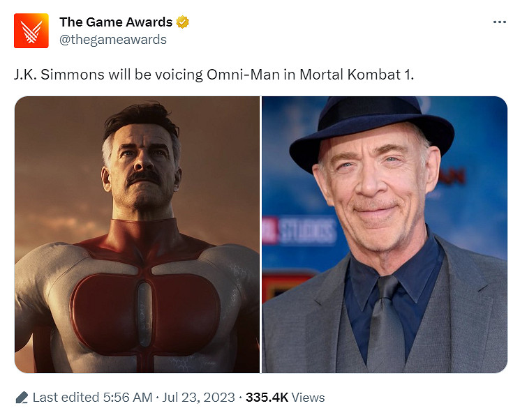 J·K·西蒙斯將為《真人快打1》DLC角色 全能人 配音！