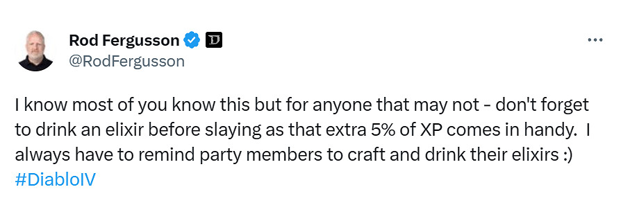 《暗黑4》總經理提醒玩家：升級別忘喝藥能多給5%經驗