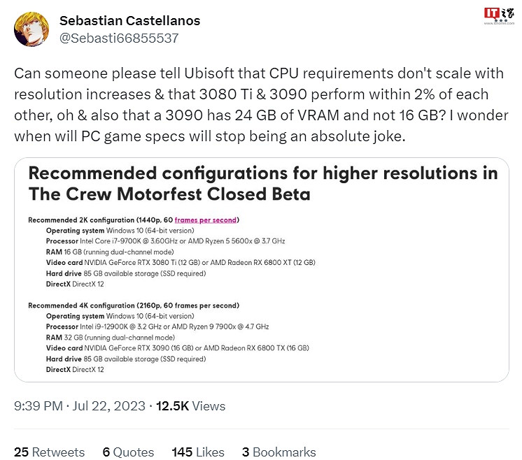 《飆酷車神3》PC配置文案出現多處錯誤:顯卡名寫錯 《飆酷車神3》PC配置文案出現多處錯誤:顯卡名寫錯