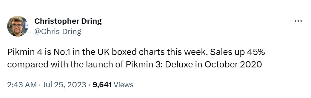 任天堂《皮克敏4》大賣!登頂英國地區上周銷量榜! 任天堂《皮克敏4》大賣!登頂英國地區上周銷量榜!