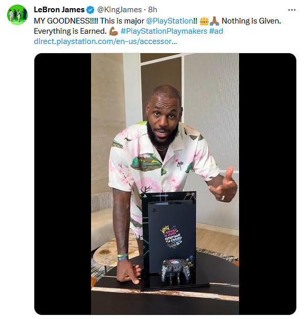 NBA巨星詹姆斯曬聯名PS5與手把！親手設計 限量發售