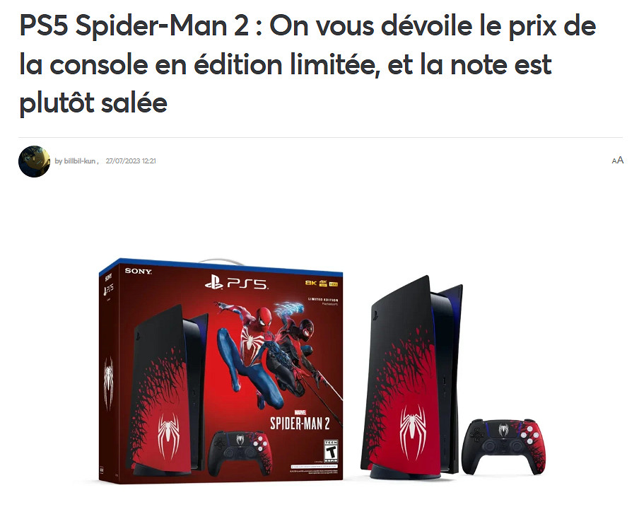 《漫威蜘蛛人2》PS5限定主機套裝、手把、外殼售價曝光