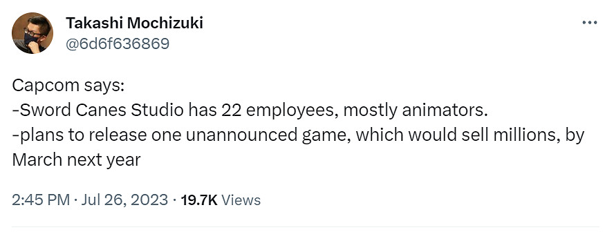 卡普空將於明年3月前公布一款未公開遊戲 預計售出數百萬套 卡普空將於明年3月前公布一款未公開遊戲 預計售出數百萬套