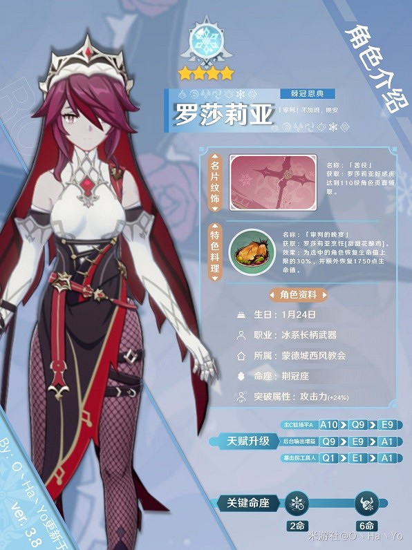 《原神》3.8版羅莎莉亞培養指南 羅莎莉亞怎麽培養? 《原神》3.8版羅莎莉亞培養指南 羅莎莉亞怎麽培養?