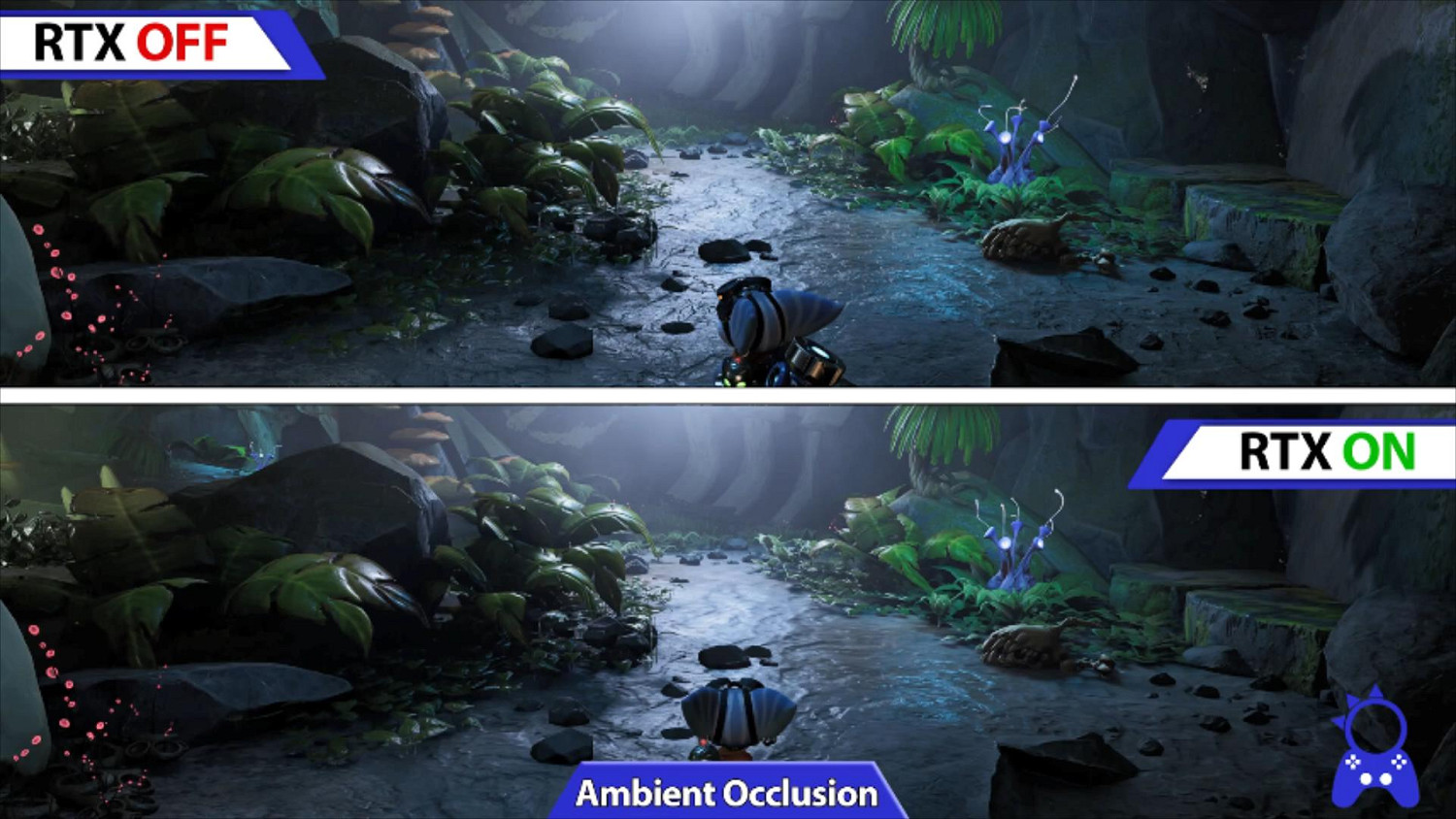 《瑞奇與叮噹：時空跳轉》PC版光線追蹤效果對比