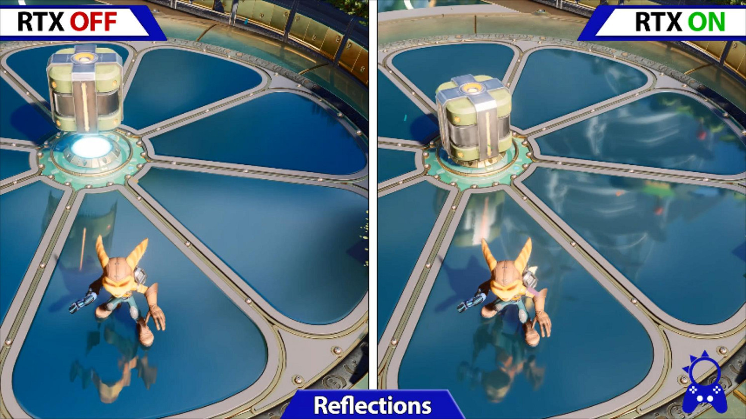 《瑞奇與叮噹：時空跳轉》PC版光線追蹤效果對比