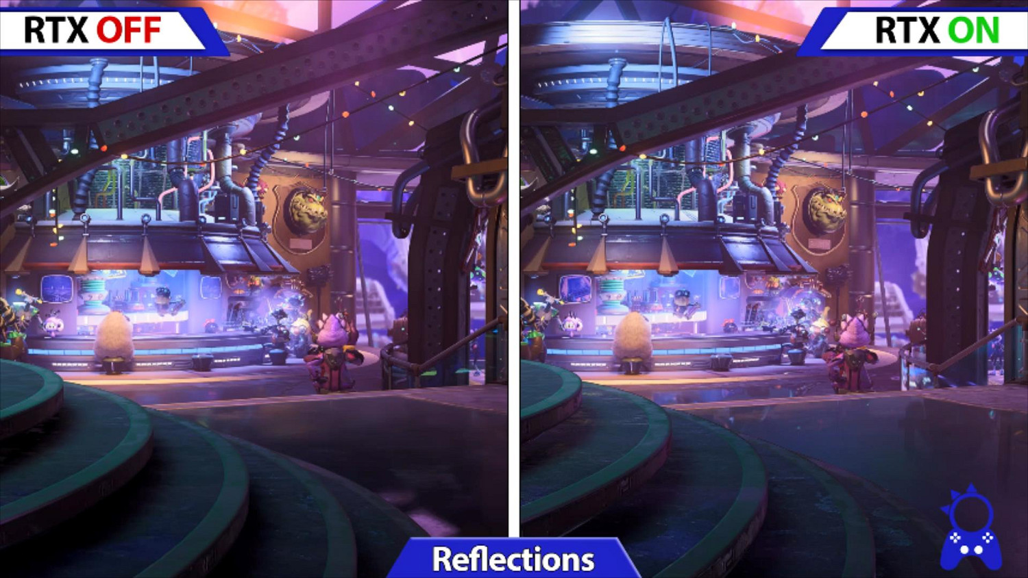 《瑞奇與叮噹：時空跳轉》PC版光線追蹤效果對比