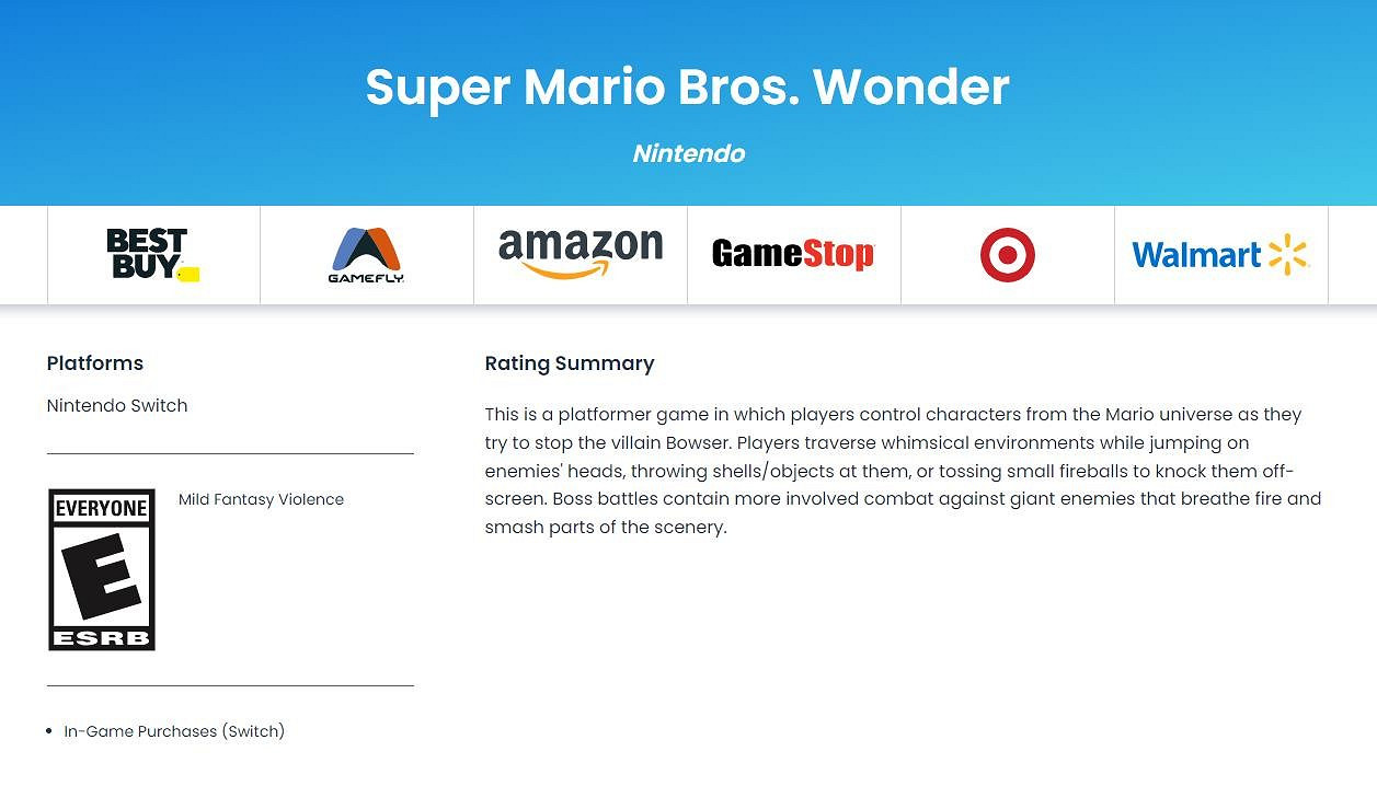 《超級瑪利歐兄弟：驚奇》通過ESRB評級 大反派還是庫巴