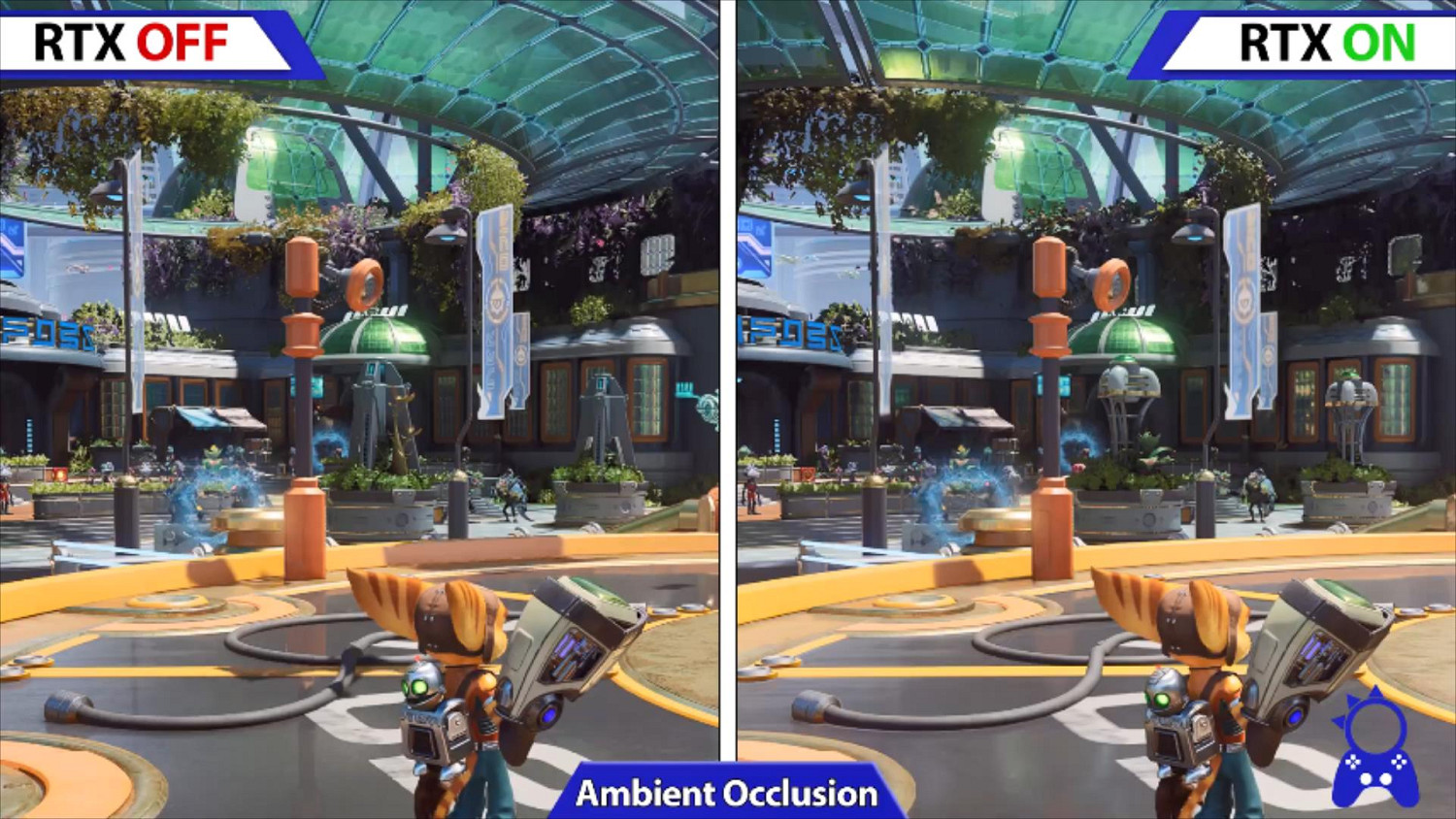 《瑞奇與叮噹：時空跳轉》PC版光線追蹤效果對比