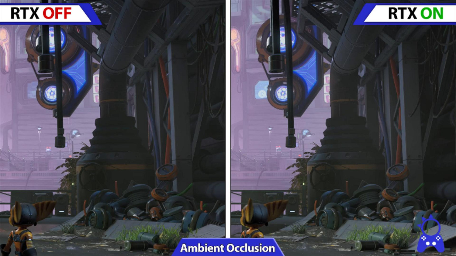 《瑞奇與叮噹：時空跳轉》PC版光線追蹤效果對比