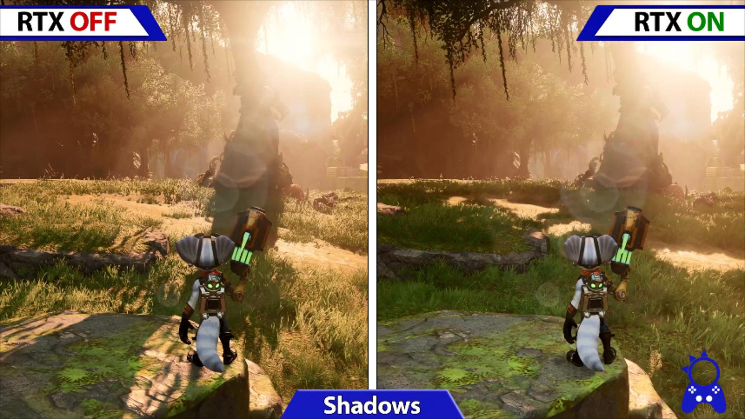 《瑞奇與叮噹：時空跳轉》PC版光線追蹤效果對比