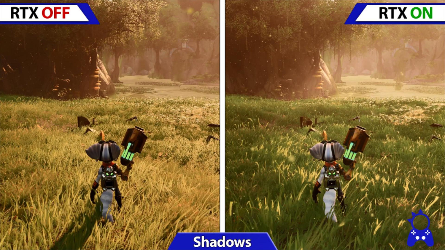 《瑞奇與叮噹：時空跳轉》PC版光線追蹤效果對比