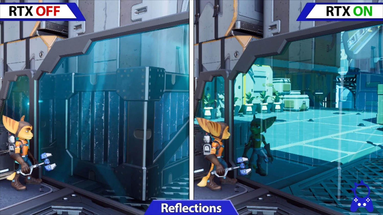 《瑞奇與叮噹：時空跳轉》PC版光線追蹤效果對比