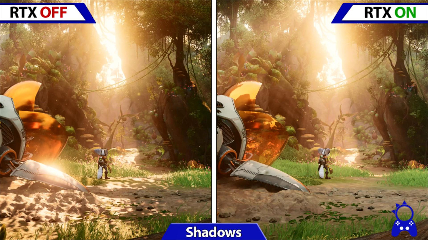 《瑞奇與叮噹：時空跳轉》PC版光線追蹤效果對比