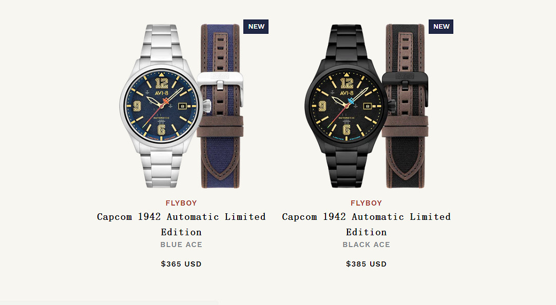 卡普空經典街機飛行射擊遊戲《1942》推出聯名款手表