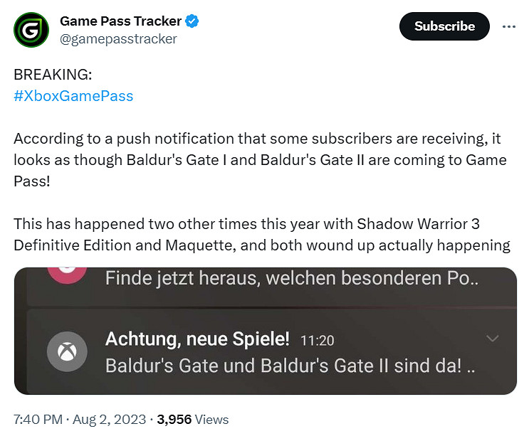 曝《柏德之門1&amp;2》即將加入 Xbox Game Pass (XGP) ！使用者已收到推送！