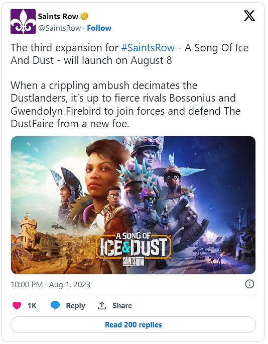 《黑街聖徒:重啟版》“冰與塵之歌”DLC 8月8日上線 《黑街聖徒:重啟版》“冰與塵之歌”DLC 8月8日上線