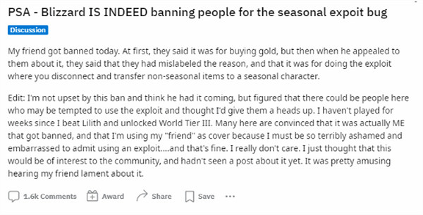 暴雪動真格了！開始封禁《暗黑4》惡意卡bug的玩家！