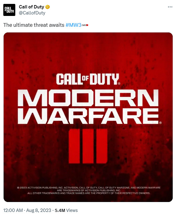 《決勝時刻:現代戰爭3》公布!2023年11月10日發售 《決勝時刻:現代戰爭3》公布!2023年11月10日發售