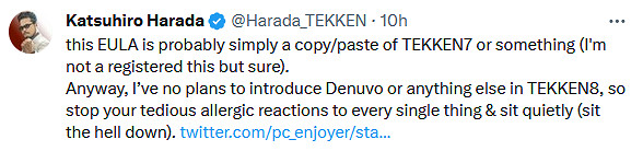 《鐵拳8》總監發文否認：遊戲將不會採用D加密！