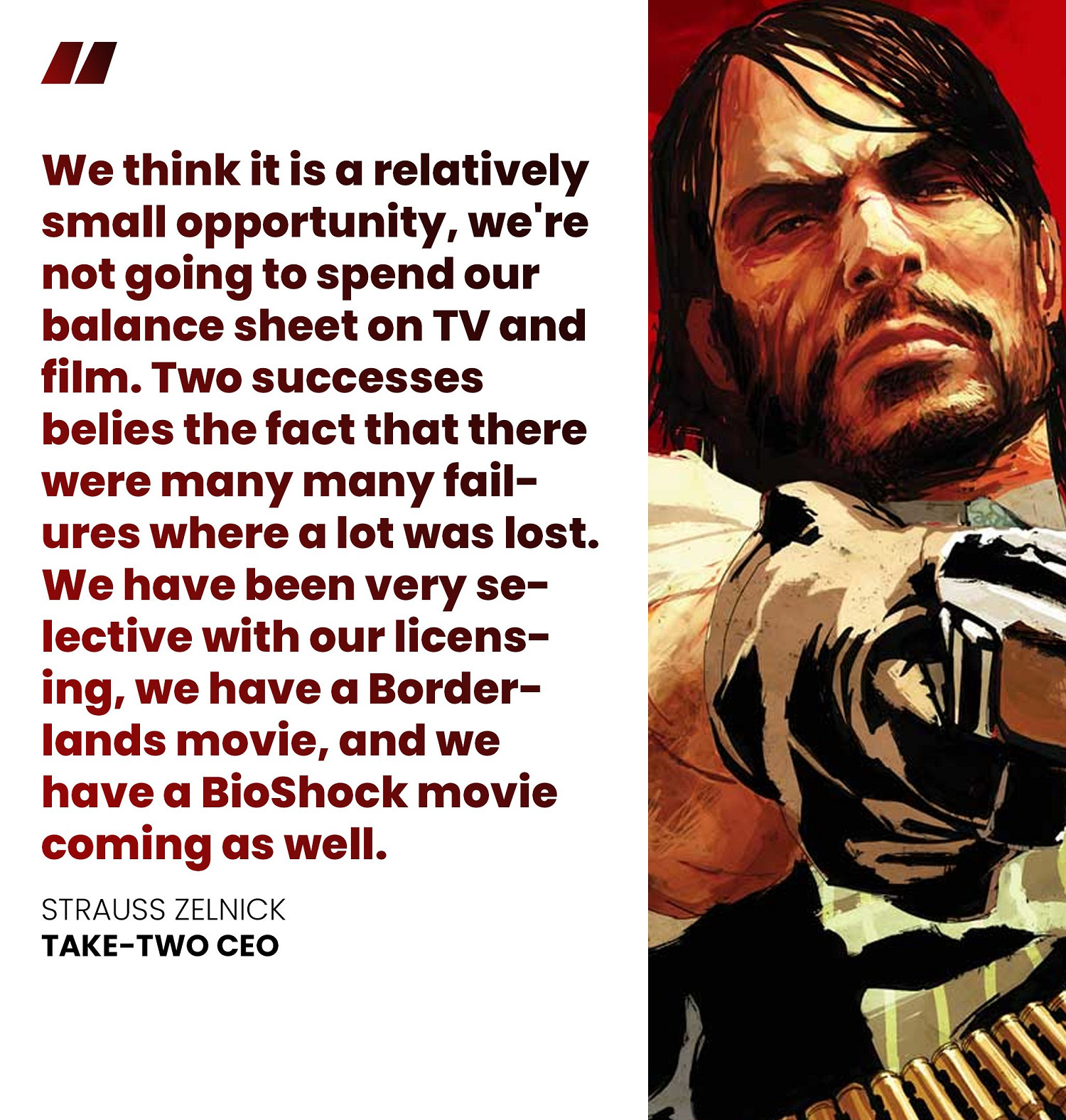 T2老總:將《GTA》或《大鏢客》改編成電影有賠錢風險 T2老總:將《GTA》或《大鏢客》改編成電影有賠錢風險