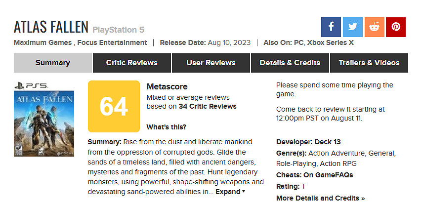 晚報：《柏德之門3》M站媒體評分超《王國之淚》