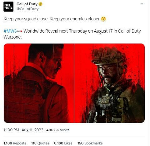 《決勝時刻：現代戰爭3》官方營業 兩張角色新圖公布