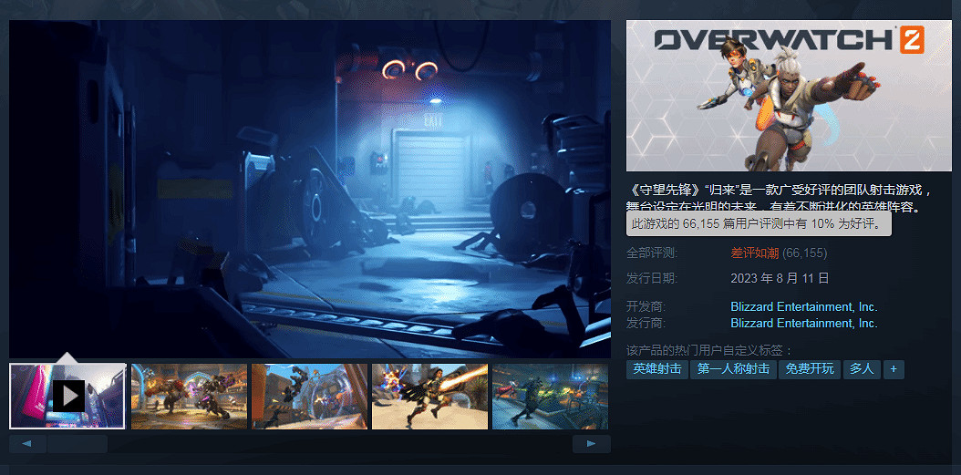 《鬥陣特攻2》好評率跌至10% 遭遇玩家的差評轟炸！