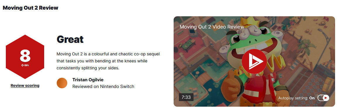 合作遊戲《胡鬧搬家2》IGN 8分：家庭聚會的不錯選擇