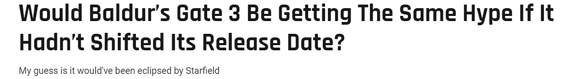 外媒:《柏德之門3》反向跳票避開《星空》很機智! 外媒:《柏德之門3》反向跳票避開《星空》很機智!