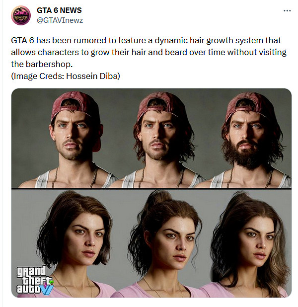 傳聞《GTA6》將有毛發動態生長系統 系列首次運用 傳聞《GTA6》將有毛發動態生長系統 系列首次運用