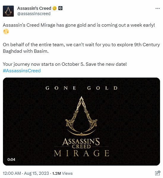 《刺客教條：幻景》反向跳票 提前一周10月5日發售！