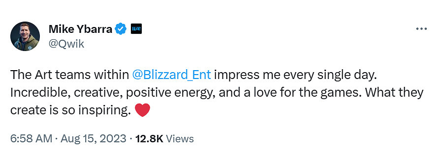 暴雪總裁發文稱讚美術團隊！網友回懟：也就美術還行了