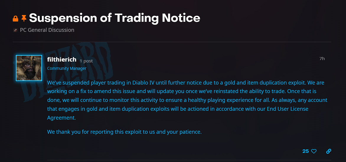 《暗黑4》出現無限複製金幣bug！暴雪緊急關閉交易系統