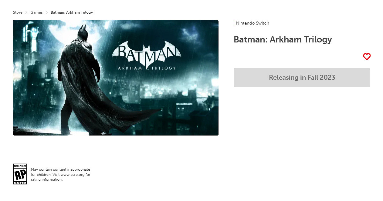 《蝙蝠俠:阿卡姆三部曲》Switch版將於10月13日推出 《蝙蝠俠:阿卡姆三部曲》Switch版將於10月13日推出