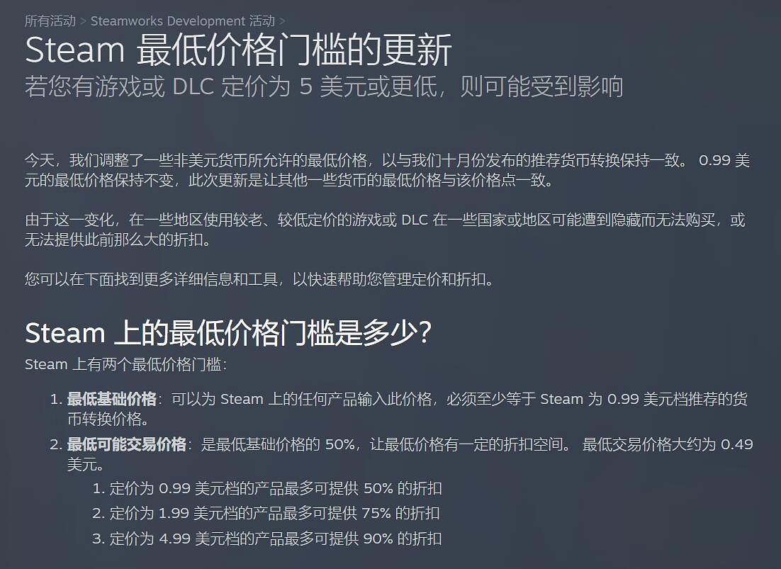 Steam最低價格門檻規則更新!中國遊戲不能少於6元 Steam最低價格門檻規則更新!中國遊戲不能少於6元