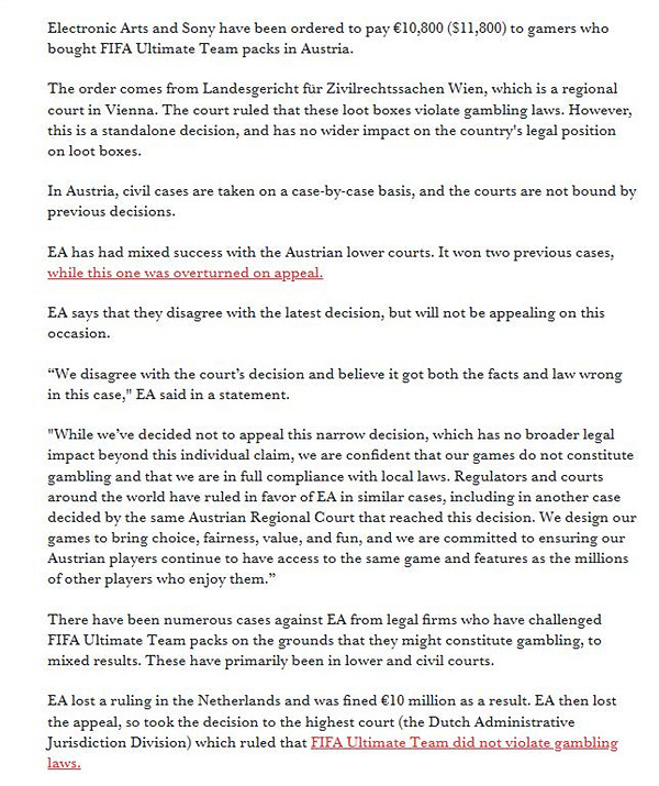 EA因《FIFA》中含有“小額付費”再次被罰:1.08萬歐元 EA因《FIFA》中含有“小額付費”再次被罰:1.08萬歐元