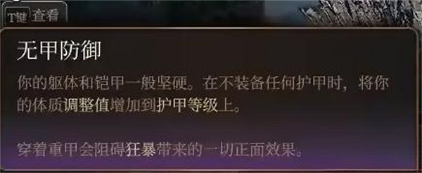 《柏德之門3》野蠻人無甲防禦介紹