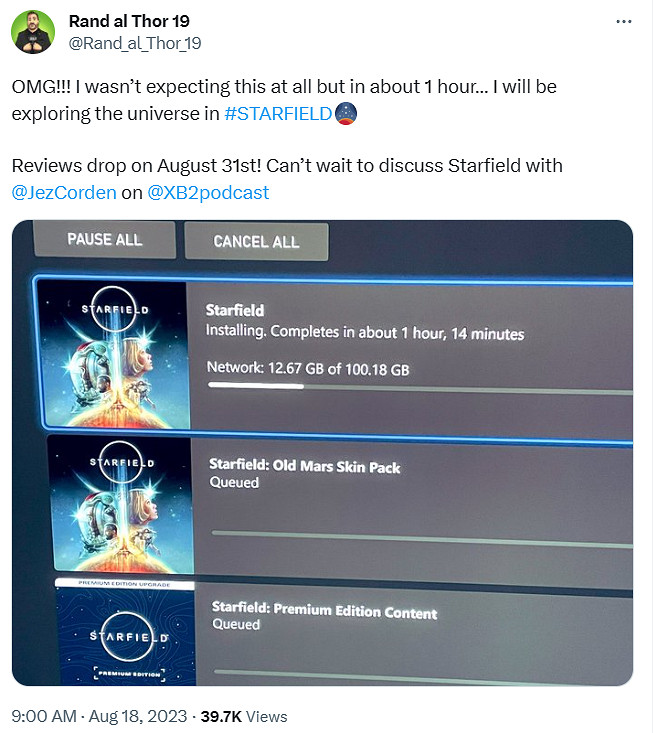 多位推主已提前玩到B社《星空》！測評8月31日就出！