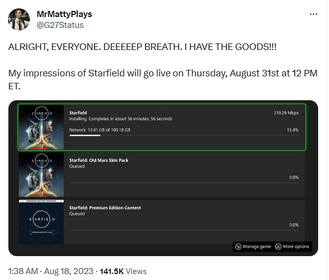 多位推主已提前玩到B社《星空》！測評8月31日就出！