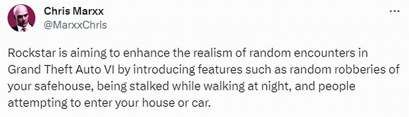 爆料《GTA6》中NPC自由度提高還會搶劫玩家洗劫房屋 爆料《GTA6》中NPC自由度提高還會搶劫玩家洗劫房屋