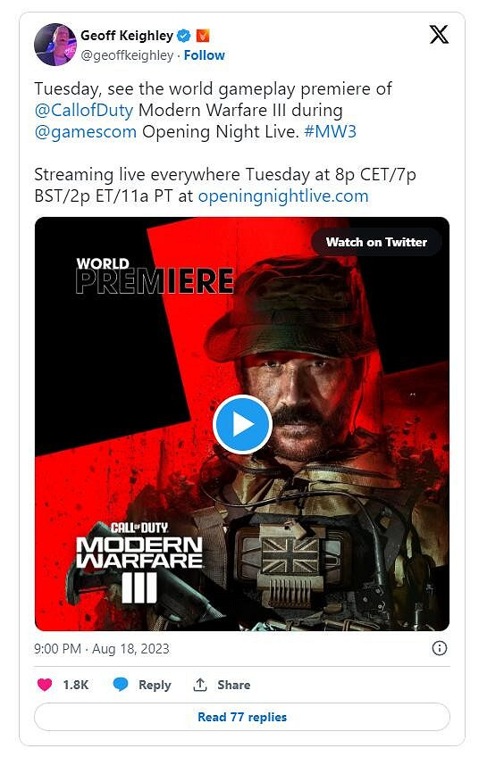 《決勝時刻:現代戰爭3》將在科隆開幕夜放出新展示 《決勝時刻:現代戰爭3》將在科隆開幕夜放出新展示